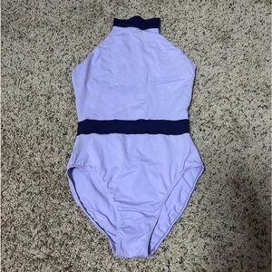 Multicolor lavender open back halter leotard